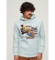 Superdry Grafisch sweatshirt met capuchon LA blauw