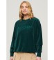 Superdry Grøn grafisk sweatshirt i fløjl