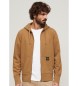 Superdry Loose hooded sweatshirt with brown zip fastening