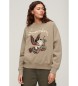 Superdry Loose sweatshirt with embroidery Suika brown
