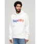 Superdry Lös sweatshirt med huva och logotyp Core white