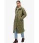 Superdry Extra long quilted jacket with green lining