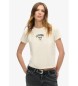 Superdry T-shirt con tatuaggio strass bianco sporco