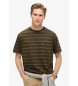 Superdry Textured striped t-shirt with brown pocket