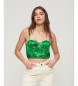 Superdry Top corset avec broderie florale en satin vert