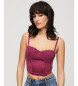 Superdry Corset top made of satin with lilac mesh lace