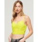 Superdry Top corto con corsetto in rete gialla con increspature