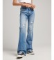 Superdry Utsvängda skinny jeans i ekologisk bomull, medium fit, blå