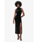 Superdry Langes schwarzes Samtkleid