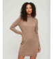 Superdry Long sleeve knitted dress in brown wool