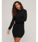 Superdry Gebreide jurk met lange mouwen in zwarte wol