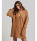 Superdry Brown knitted jersey dress with V-neckline