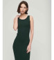 Superdry Dzianinowa sukienka midi z odkrytymi plecami zielona