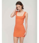 Superdry Pomarańczowa dzianinowa sukienka mini z odkrytymi plecami