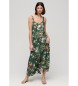 Superdry Long tiered dress in green fabric