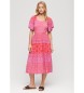 Superdry Roze midi-jurk met print en cut-out design