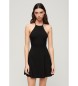 Superdry Black mini dress with black fitted knitted dress with flounce