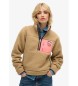 Superdry Polaire Vintage Retro beige demi-zip