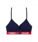 Tommy Jeans Licht gewatteerde sportbeha met marine logo