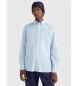 Tommy Hilfiger Camisa TH Flex em popelina de algodão azul