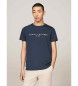 Tommy Hilfiger T-shirt de corte justo com logótipo bordado em azul-marinho