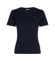 Tommy Hilfiger Schmal geschnittenes T-Shirt mit gesticktem Logo in Marineblau