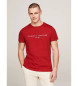 Tommy Hilfiger Schmal geschnittenes T-Shirt mit roter Logostickerei