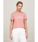 Tommy Hilfiger T-shirt met ronde hals en roze logo