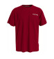 Tommy Hilfiger Rødbrun T-shirt med præget monotype-logo