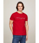 Tommy Hilfiger Logo besticktes T-Shirt rot