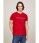 Tommy Hilfiger Schmal geschnittenes T-Shirt mit roter Logostickerei