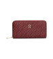 Tommy Hilfiger Maroon TH portemonnee met monogram