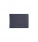 Tommy Hilfiger Vikbar plånbok i marinblått narvat läder