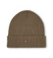 Tommy Hilfiger Green brown cashmere beanie with logo