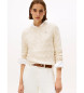 Tommy Hilfiger Gevlochten gebreide trui van zachte beige wol