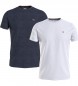 Tommy Jeans Zestaw 2 białych i granatowych koszulek o kroju slim fit