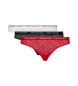 Tommy Hilfiger Set van 3 Premium Essential witte, rode, marine, kanten slips