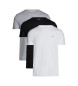 Tommy Hilfiger Pack de 3 camisetas de cuello redondo gris, negro, blanco