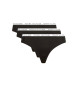 Tommy Hilfiger Pack de 3 tangas con logo en la cintura negro