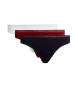 Tommy Hilfiger 3 pack of lace thongs with white, maroon, navy logo