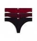 Tommy Hilfiger Lot de 3 tongs Hritage noir, bordeaux, rouge