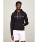 Tommy Hilfiger Stretch-Baumwollfleece-Sweatshirt mit Kapuze und Logo schwarz