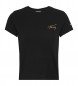 Tommy Jeans Zlata majica s podpisom črna