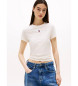 Tommy Jeans T-shirt slim fit con logo lineare bianco