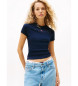Tommy Jeans T-shirt slim con logo lineare blu navy