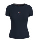 Tommy Jeans T-shirt blu scuro a costine slim