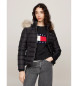 Tommy Jeans Casaco com capuz em pele sinttica preta