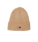 Tommy Jeans Stretch knitted hat with beige logo