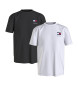 Tommy Jeans Pack de 2 T-shirts Slim com logótipo branco, preto