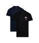 Tommy Jeans Conjunto de 2 T-shirts com logótipo Slim preto, azul marinho